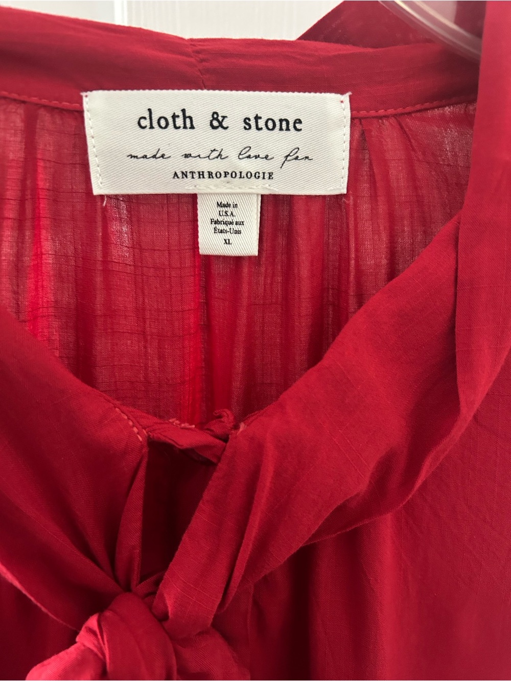 cloth & stone Red Sleeveless Tie-Neck Top - Picture 6 of 7